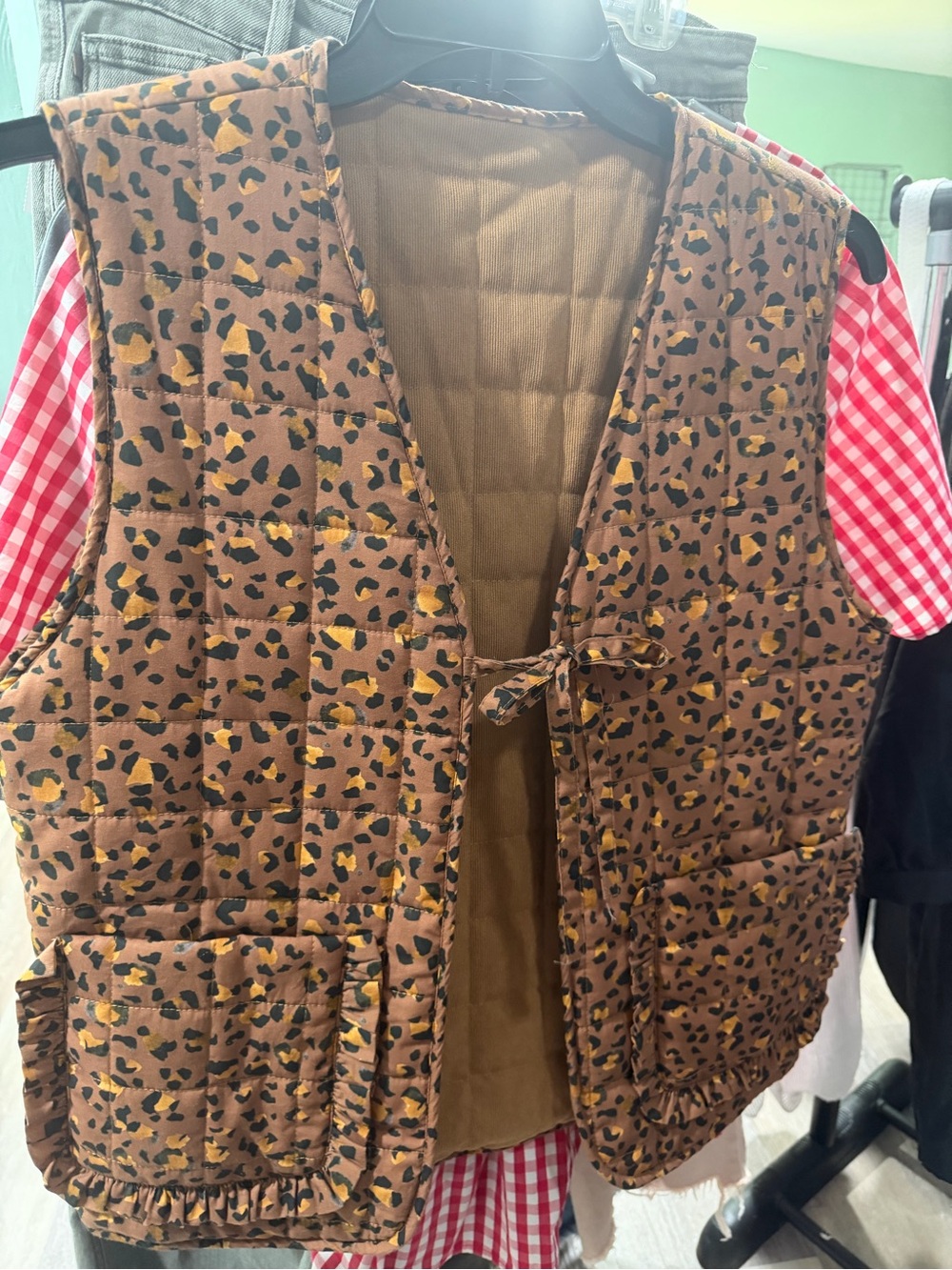 Boutique 9 Brown Leopard Quilted Vest